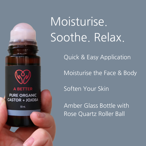 Pure Organic Castor Oil and Jojoba Roll-On 50mL - Amber Glass Bottle Rose Quartz Roller-3