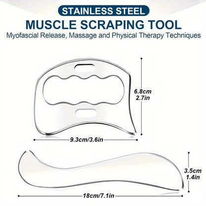 2pcs Stainless Steel Gua Sha Massage Tool Set(Silver)-1