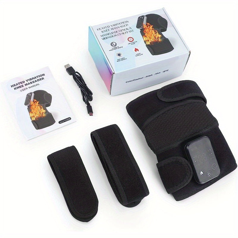 Cordless Heating Knee Pad with Massage Function - Black-0
