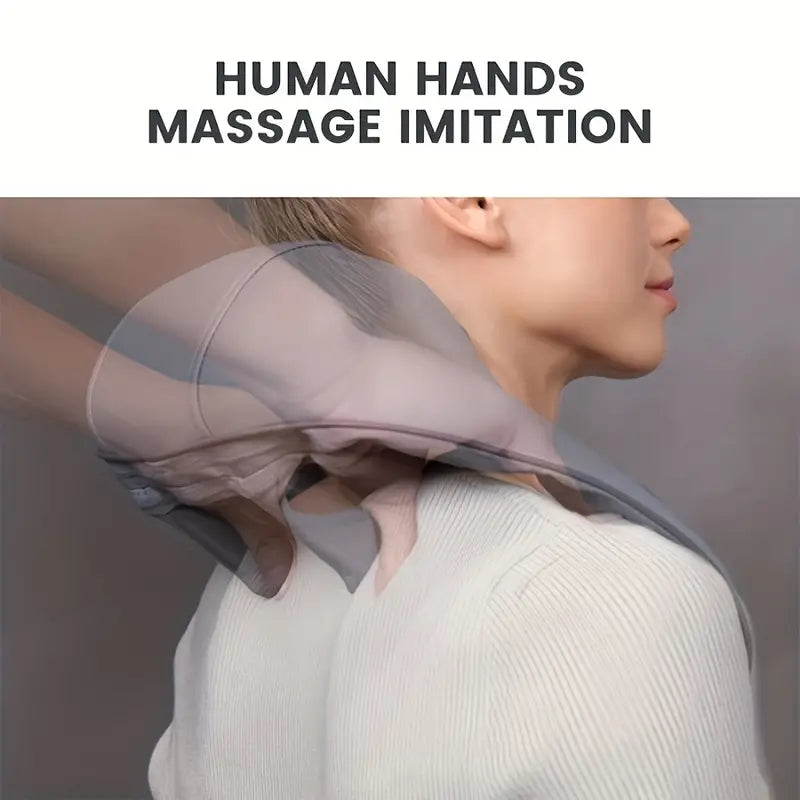 Electric Neck Massager, Portable Smart Cervical Massage-Grey-4