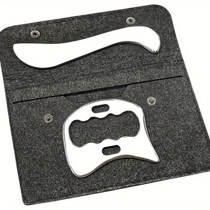 2pcs Stainless Steel Gua Sha Massage Tool Set(Silver)-3