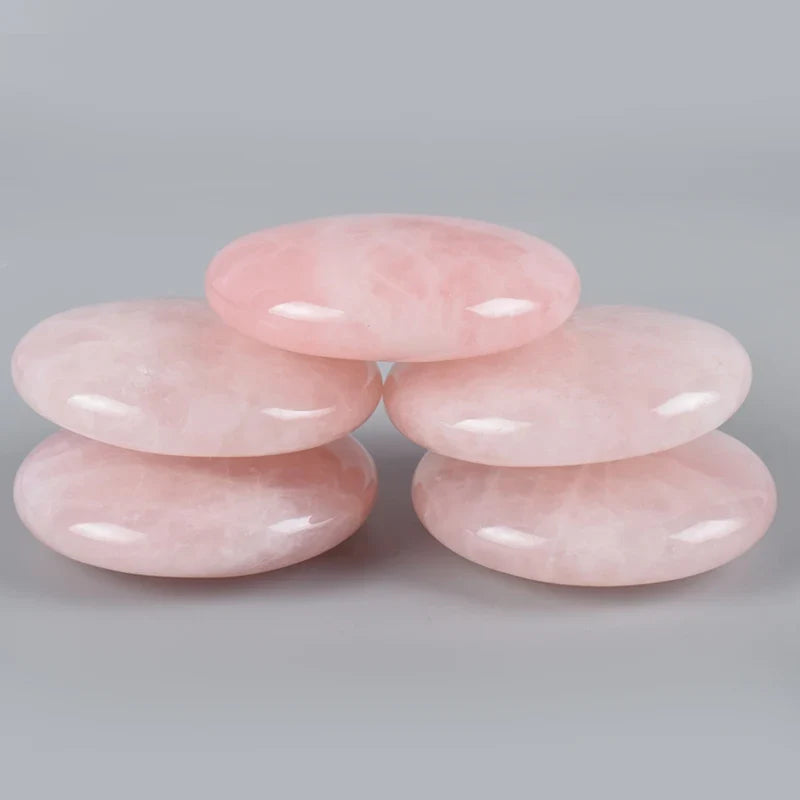 NNEOBA 2pcs Large Rose Quartz Massage Stones 60mm Pink-4