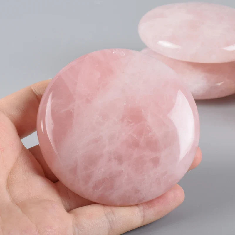 NNEOBA 2pcs Large Rose Quartz Massage Stones 60mm Pink-1