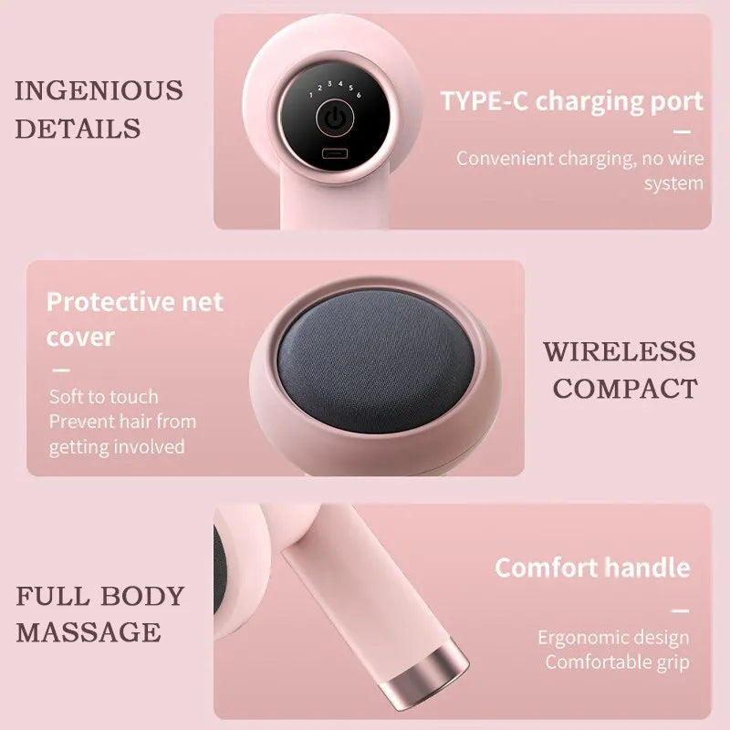 NNEOBA Portable Wireless Massage Gun Handheld Fat Pushing Machine Pink-3