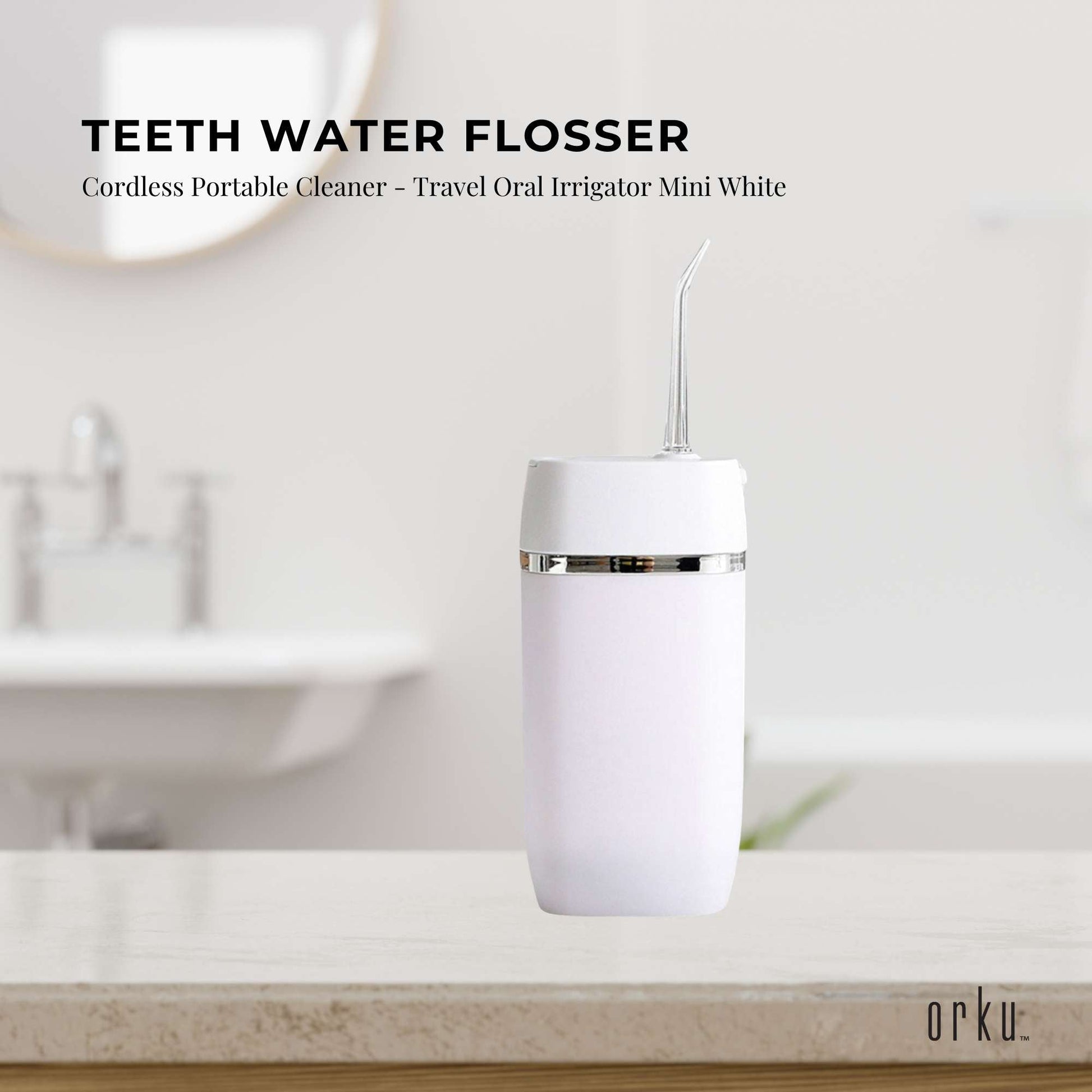 Mini Water Flosser Rechargeable Cordless Cleaner - Travel Oral Irrigator White-1