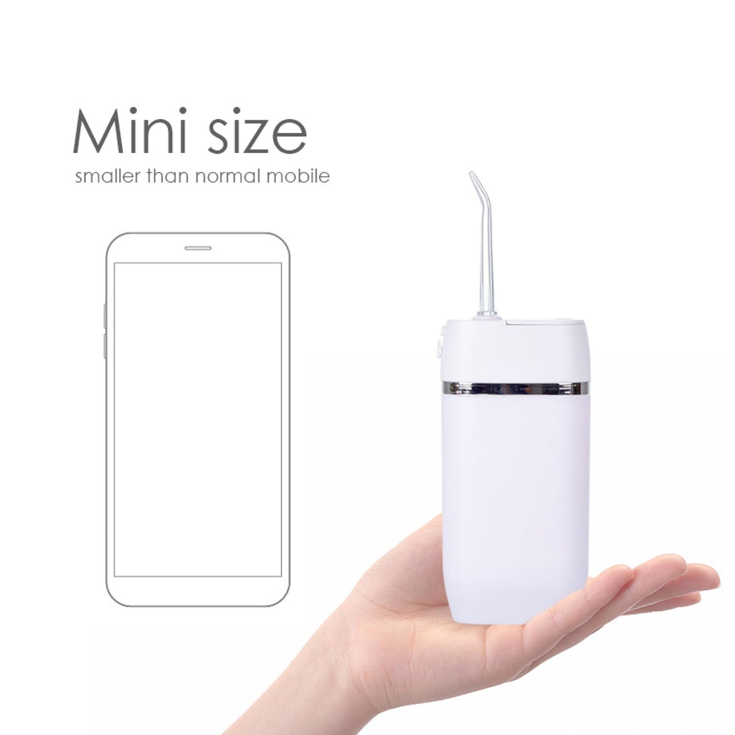 Mini Water Flosser Rechargeable Cordless Cleaner - Travel Oral Irrigator White-2