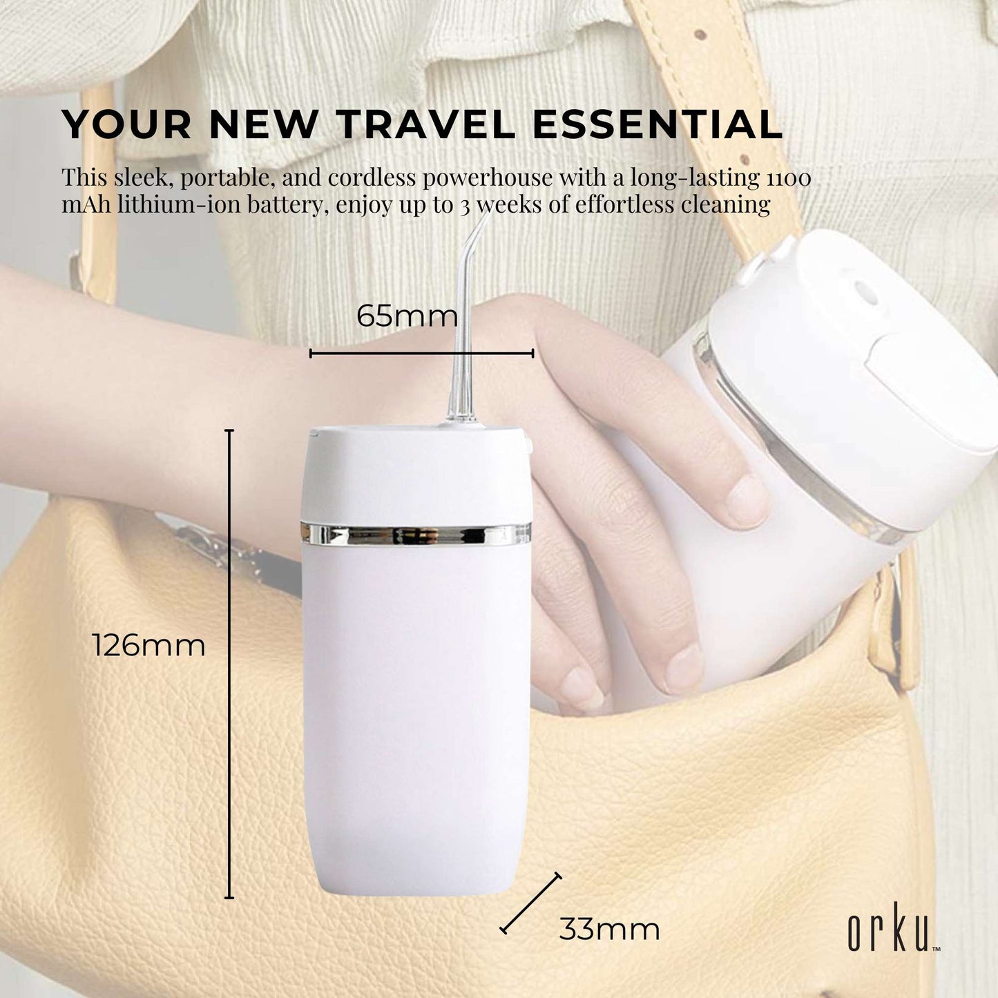 Mini Water Flosser Rechargeable Cordless Cleaner - Travel Oral Irrigator White-3