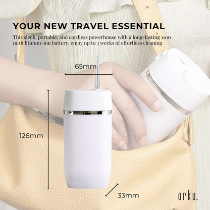 Mini Water Flosser Rechargeable Cordless Cleaner - Travel Oral Irrigator White-3