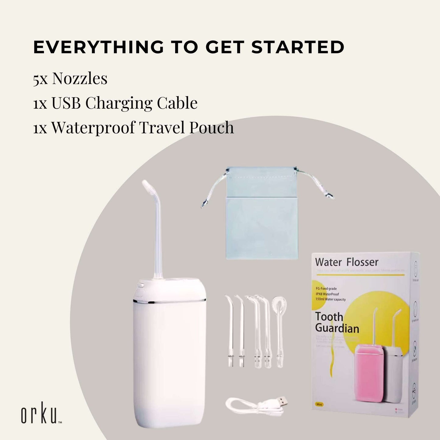 Mini Water Flosser Rechargeable Cordless Cleaner - Travel Oral Irrigator White-4