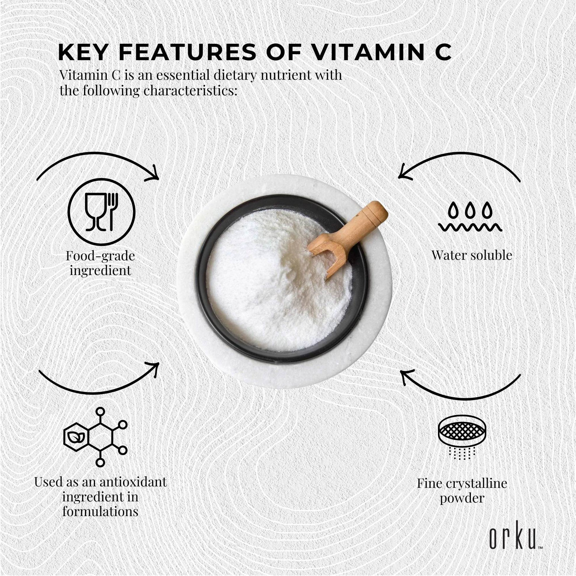 Orku 1.3Kg Vitamin C Powder in Tub Pure L-Ascorbic Acid - USP Grade Non-GMO-4