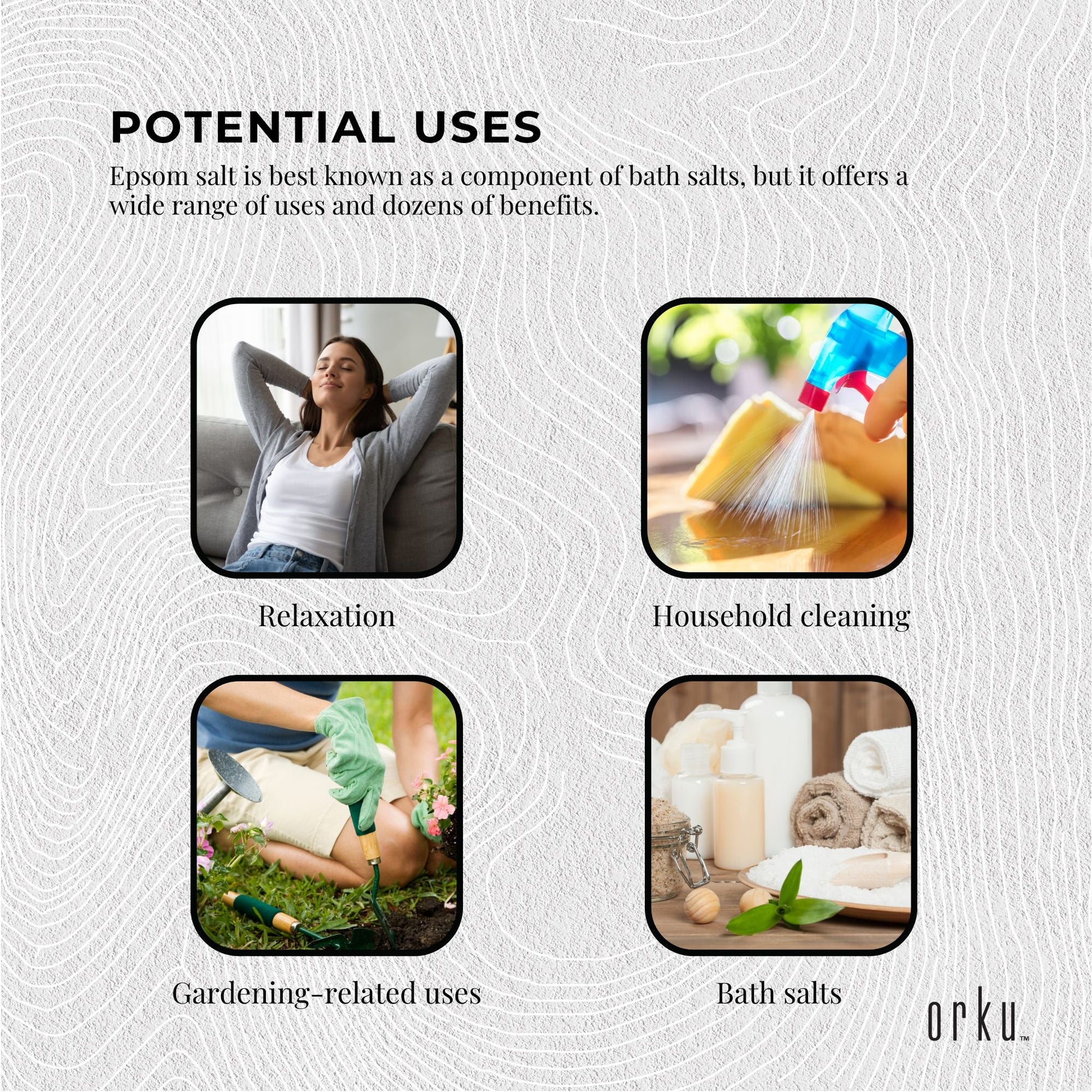 Orku 5Kg Epsom Salt - Magnesium Sulphate Bath Salts For Skin Body Sulfate-4