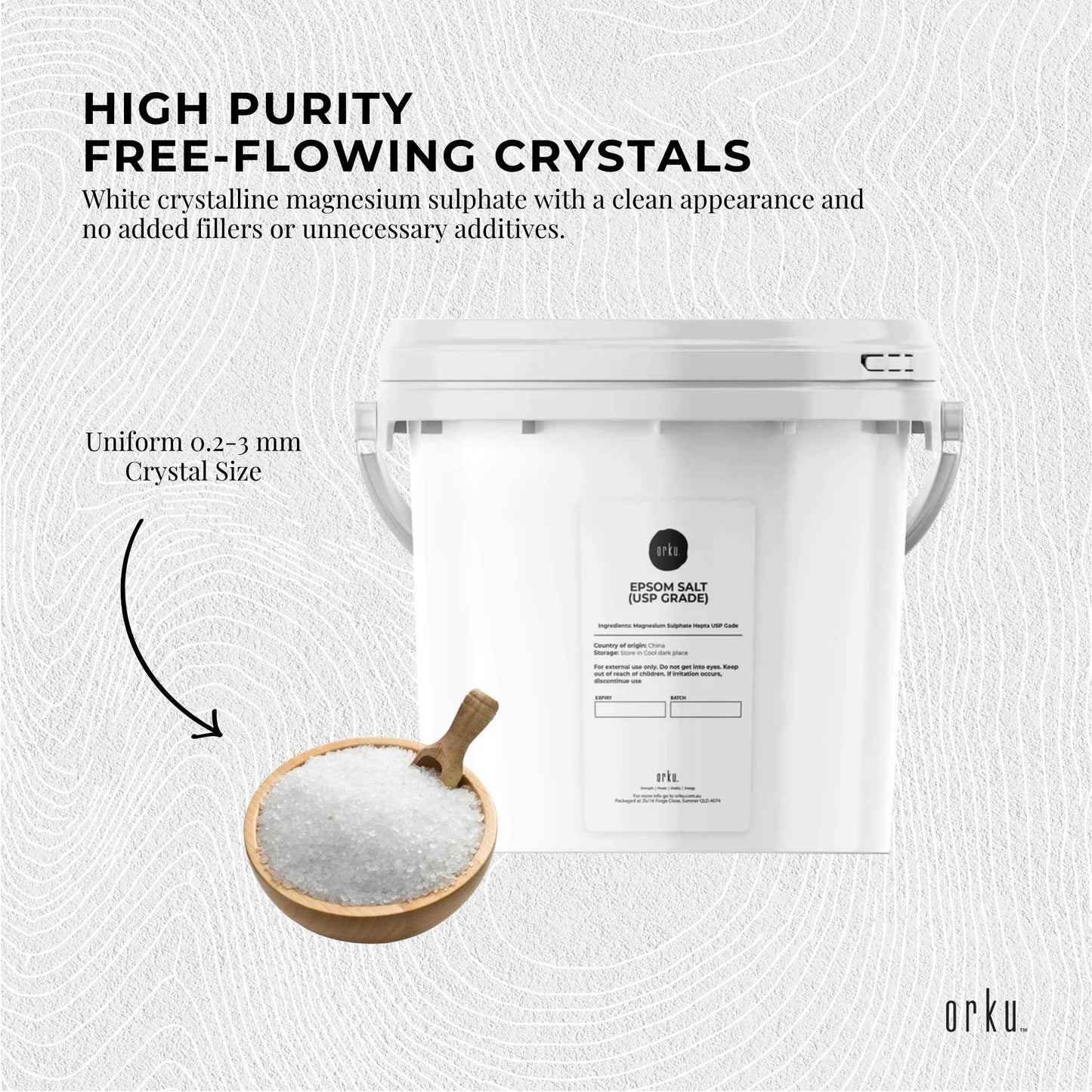 Orku 5Kg USP Epsom Salt Crystals Magnesium Sulphate Tub - Bath Soak Salts-2