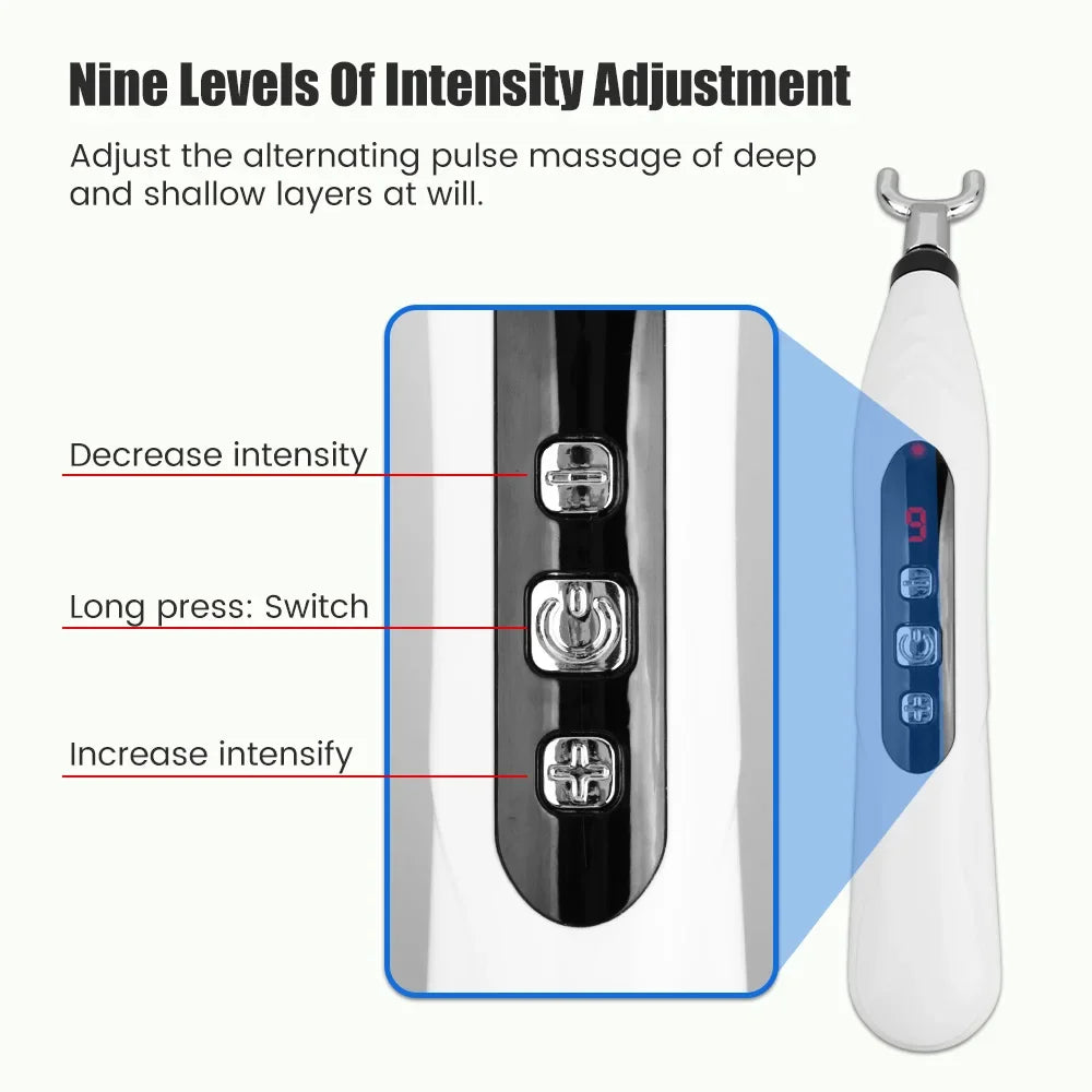 USB Rechargeable Laser Acupuncture Pen Meridian Energy Massager White-4