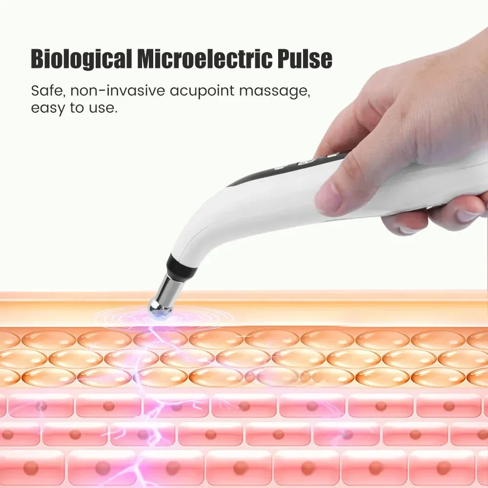 USB Rechargeable Laser Acupuncture Pen Meridian Energy Massager White-3