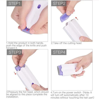 NNEOBA Painless Hair Removal Kit Women Electric Shaver White-4