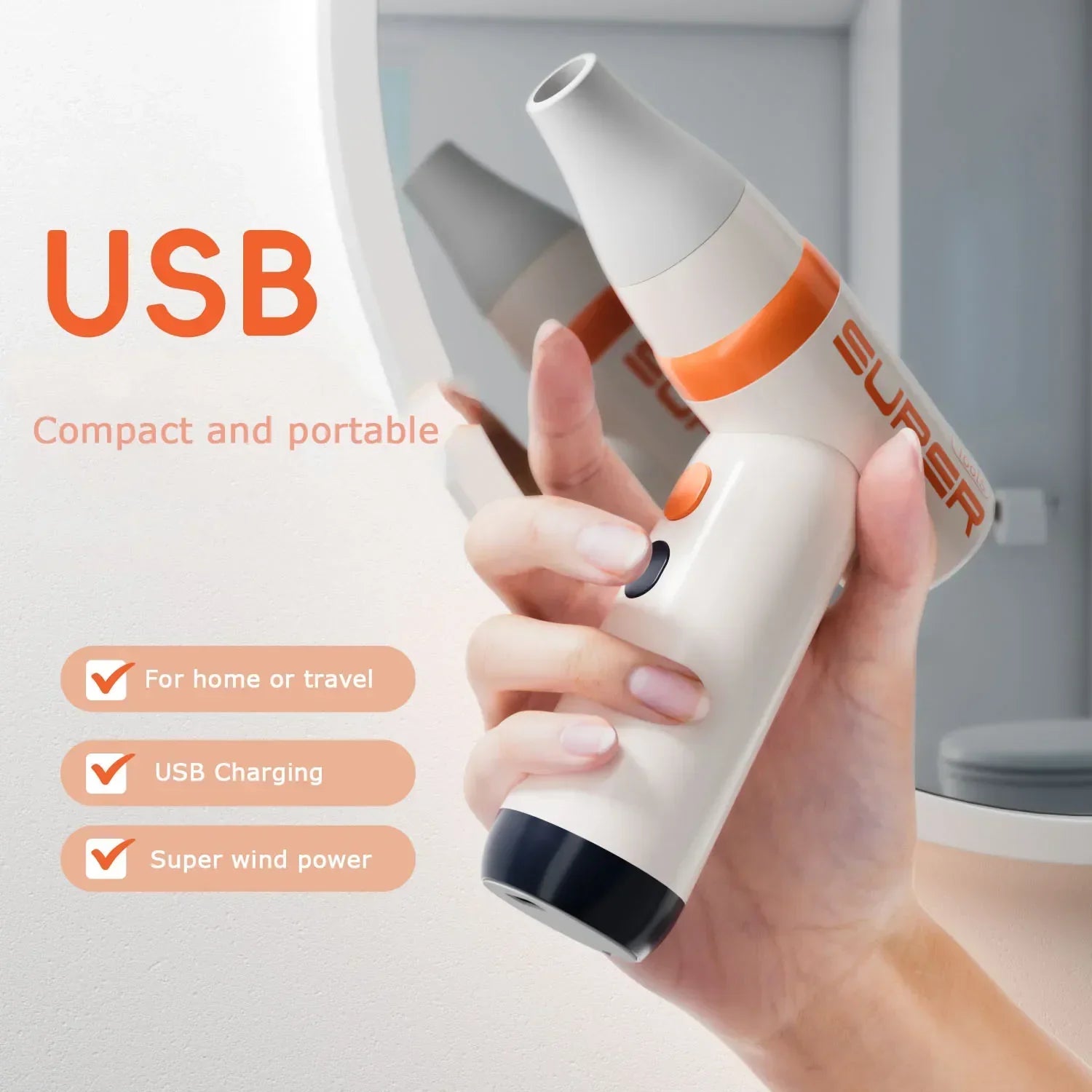 NNEOBA Wireless Handheld Mini Hair Dryer-1