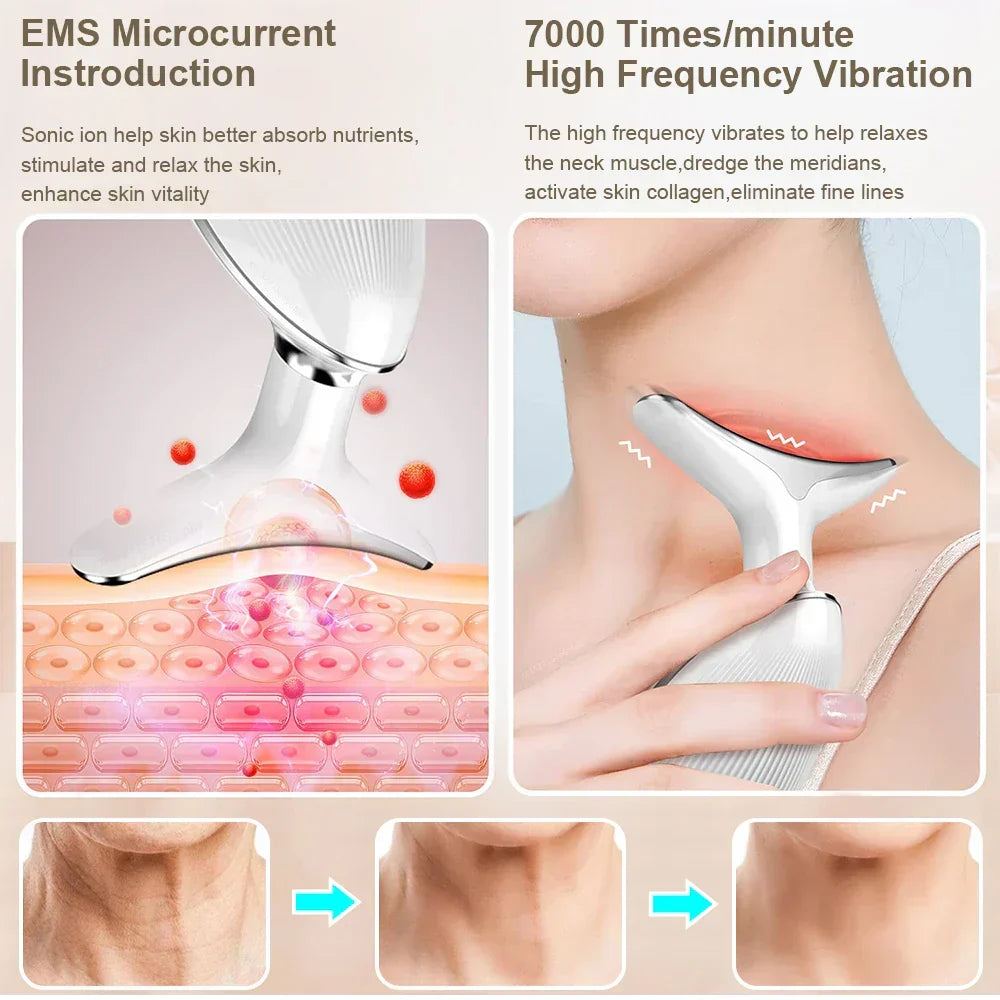EMS Neck Face Lifting Massager - LED Photon Therapy, Wrinkle Remover ES-1081-3
