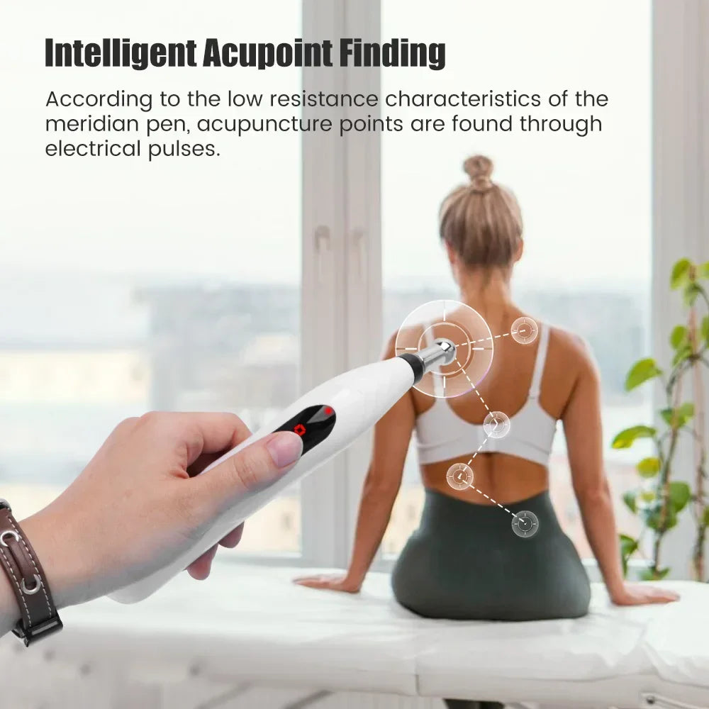 USB Rechargeable Laser Acupuncture Pen Meridian Energy Massager White-2