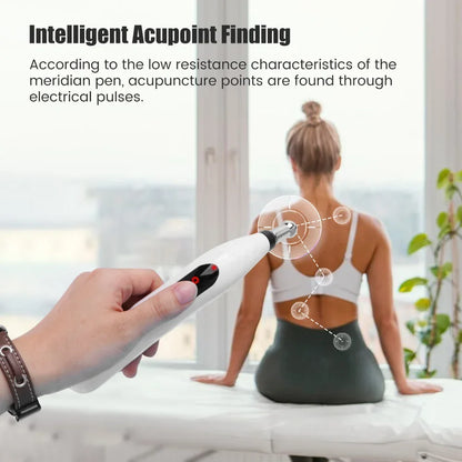 USB Rechargeable Laser Acupuncture Pen Meridian Energy Massager White-2