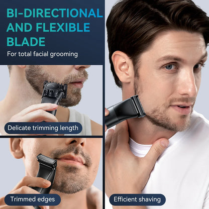 2-in-1 Dual-Sided Electric Trimmer Shaver Beard Body Razor Black-1