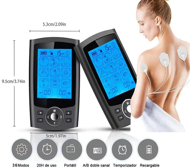 36-Mode TENS & EMS Muscle Stimulator Digital Therapy Device Black-2