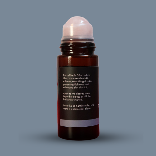 Pure Organic Castor Oil and Jojoba Roll-On 50mL - Amber Glass Bottle Rose Quartz Roller-2