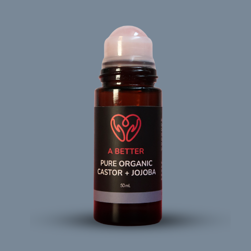 Pure Organic Castor Oil and Jojoba Roll-On 50mL - Amber Glass Bottle Rose Quartz Roller-1