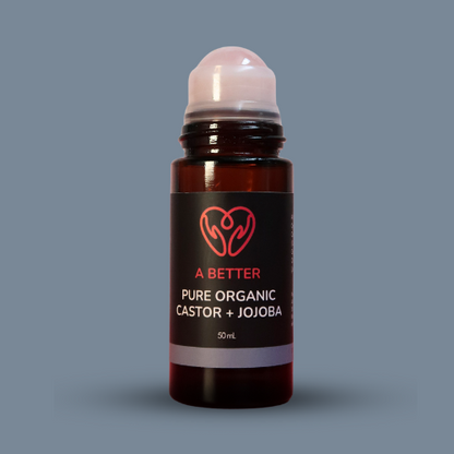 Pure Organic Castor Oil and Jojoba Roll-On 50mL - Amber Glass Bottle Rose Quartz Roller-1