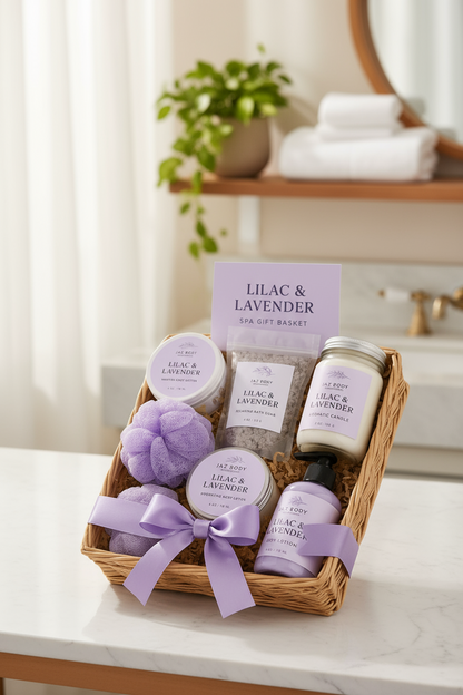 Lilac and Lavender Spa Gift Basket-0