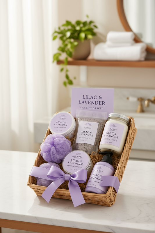 Lilac and Lavender Spa Gift Basket-0
